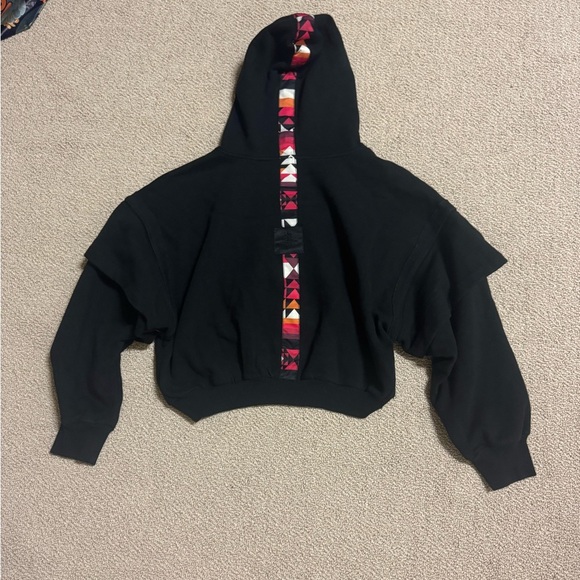 NWT FREE PEOPLE SIZE XS BLACK MOTIF HOODIE - Picture 2 of 4